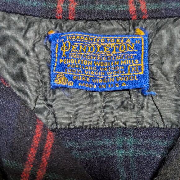 Vintage 70s Pendleton Field Shirt Button Down Plaid Red Blue Green Mens X-Large - Picture 3 of 5